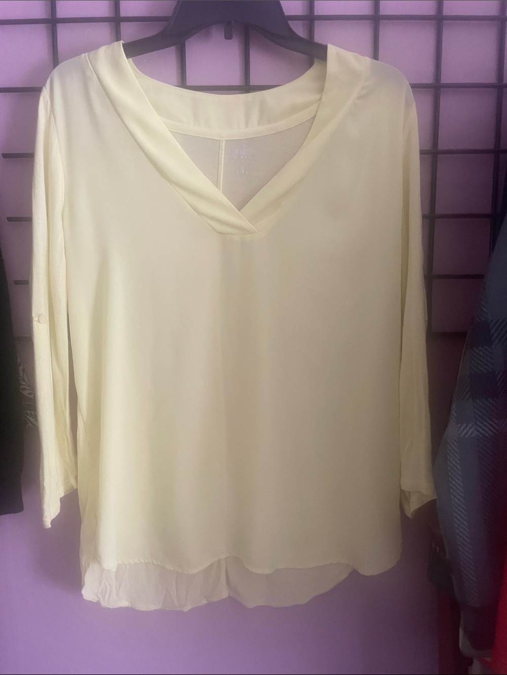 Soho Pale Yellow V-Neck Long Sleeve Blouse